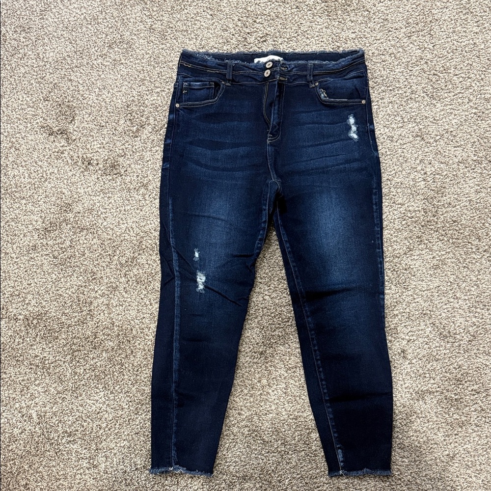 KanCan Midnight Distressed Ankle Jeans